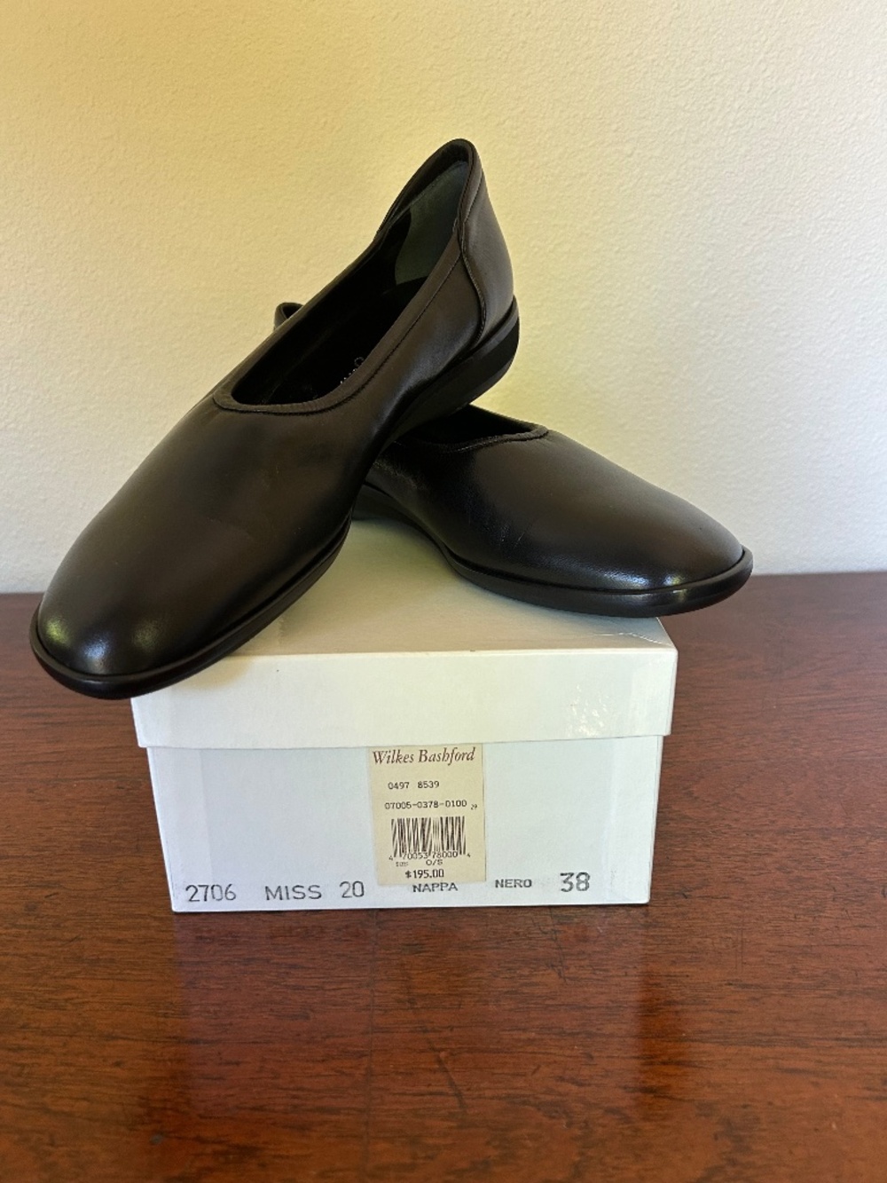 Wilkes Bashford Black Nappa Leather Flats - Unworn, Size 38 (US 7.5)